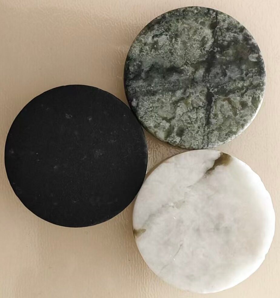 unengraved natural jade stones set black white green jade 5cm touchstones