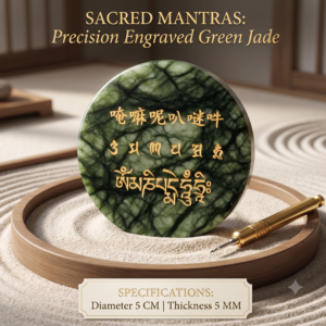 10PCS Sacred Green Jade Disc Set with 24K Gold Mantra Engraving