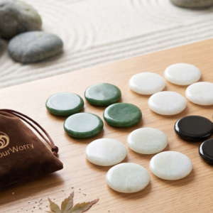 12-piece unengraved natural jade stones set black white green jade 5cm touchstones